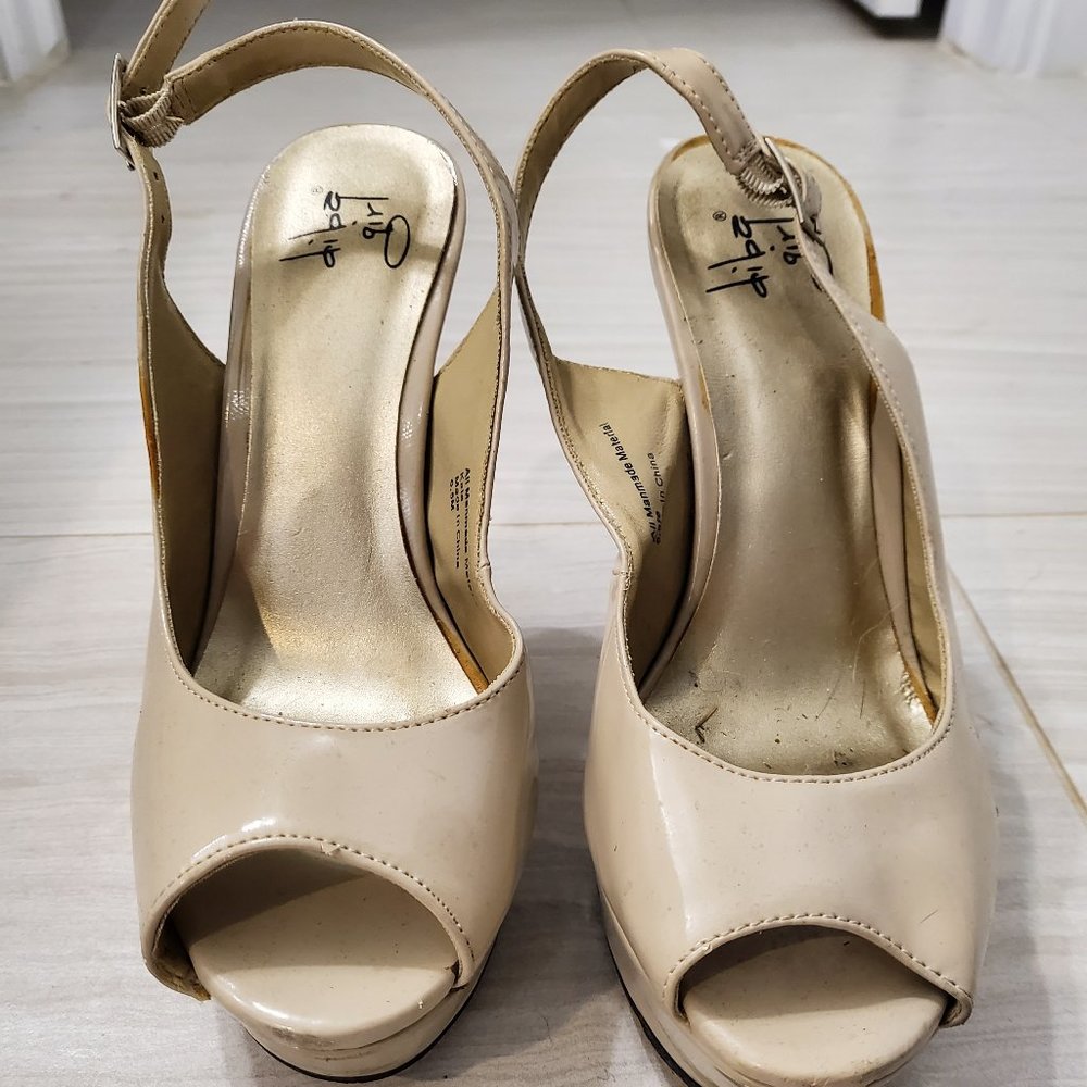 Cream Colored Open Toe Platform Heels